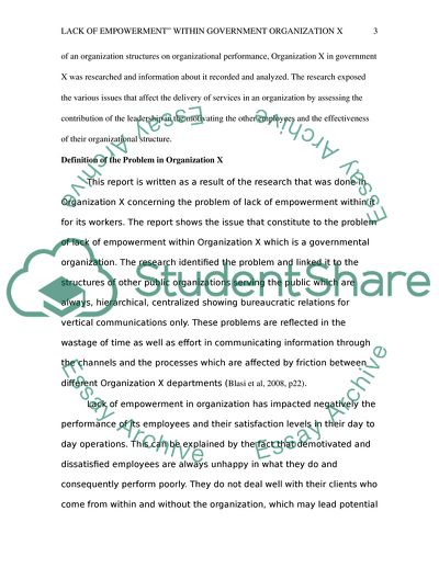 Lack of Empowerment within Government Organization