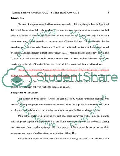 US Foreign Policy and the Syrian Conflict