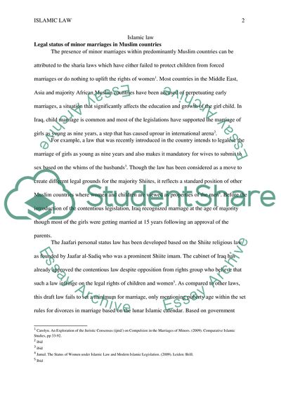 Legal Status of Minor Marriages in Muslim Countries