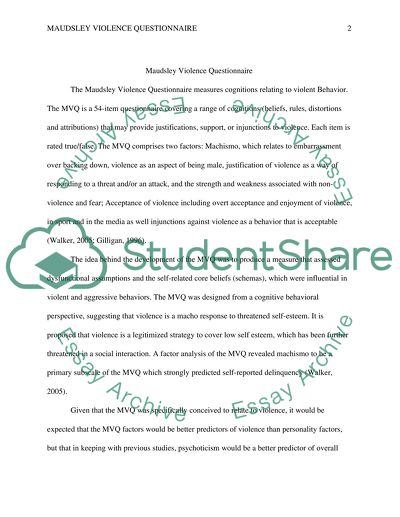 Maudsley Violence Questionnaire