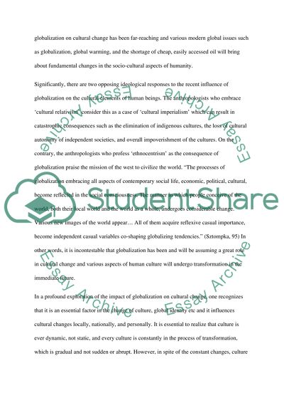 The Influence of Globalization on the Cultural Elements of Human Beings