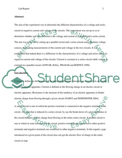 The Different Characteristics of a Voltage and Series Circuit in Regard to Current and Voltage of the Circuits