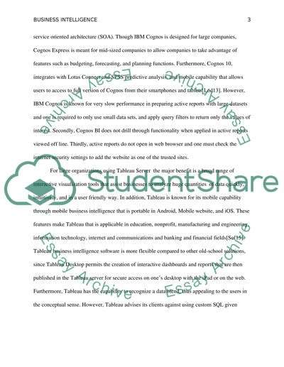 Business Intelligence: IBM and Tableau