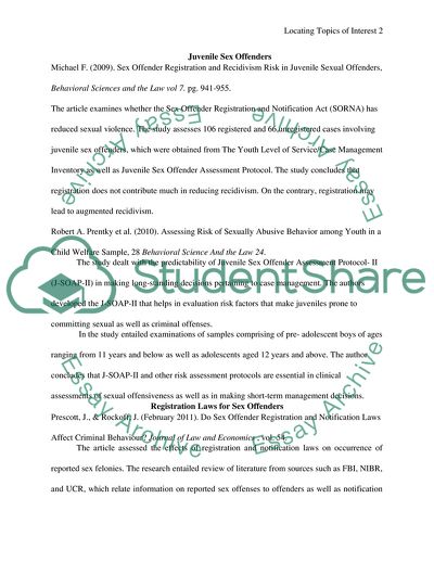 Locating Topics of Interest: Managing Sex Offenders in the Community