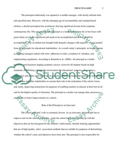 The Principalship: The Role in Context