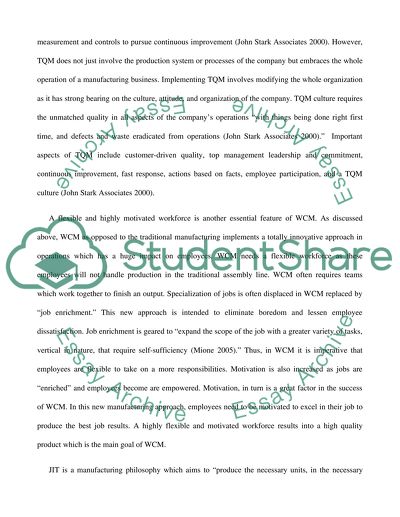 World-Class Manufacturing Issues