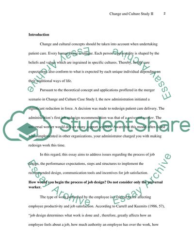 Part 1 and part 2 of change and culture case study
