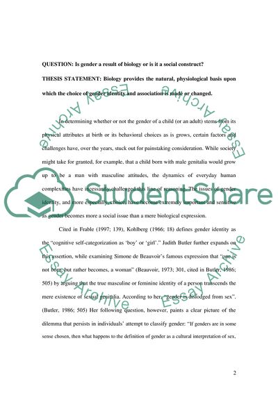 Is Gender a Result of Biology or is it a Social Construct