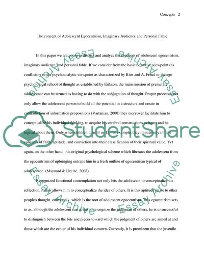 Adolescent Egocentrism, Imaginary Audience and Personal Fable
