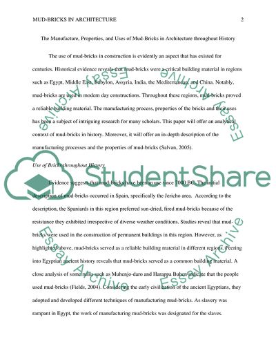 The Manufacture, Properties and Uses of Mud-Bricks in Architecture