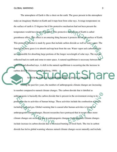 Global Warming: Cause and Mitigation