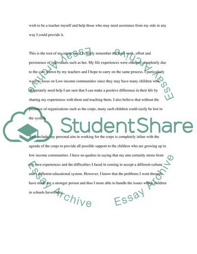 My Personal Aim in Working for Teach for America