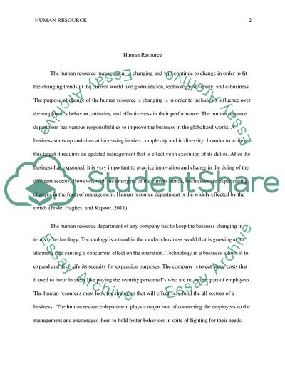 The Changing Role of Human Resource Management