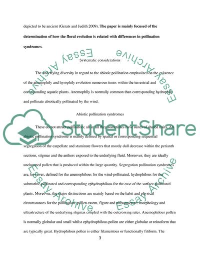 Floral Evolution Related With Differences in Pollination Syndromes