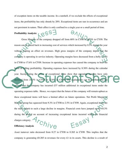 Financial Analysis of the Marstons Group