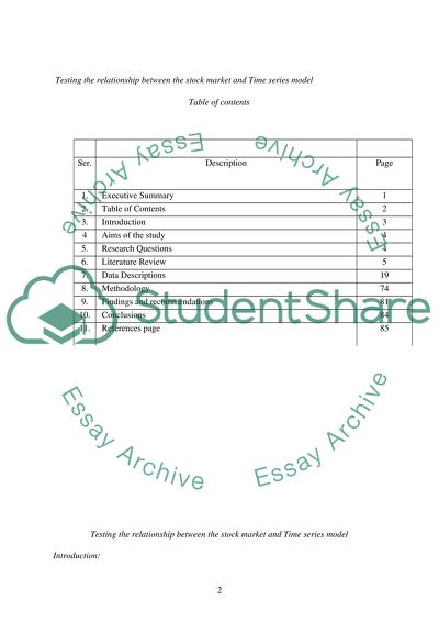 Testing the relationship between the stock market and Time series model