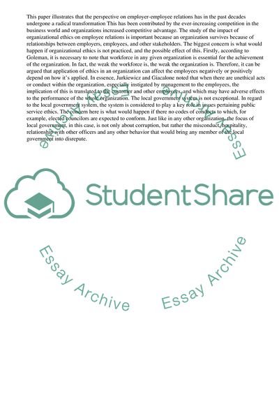 The Impact of Organizational Ethics on Employee Relations