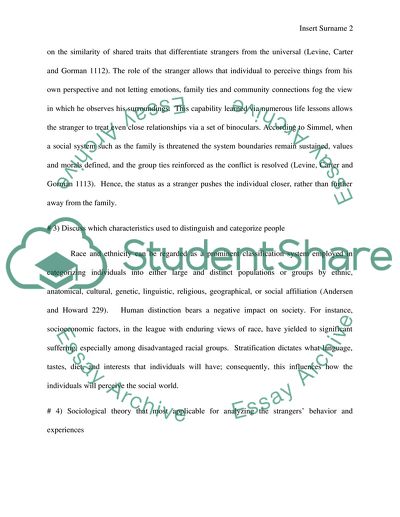 Analysis of Georg Simmels The Stranger Excerpt