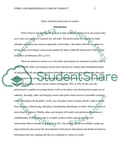 Ethics and Professional Code of Conduct