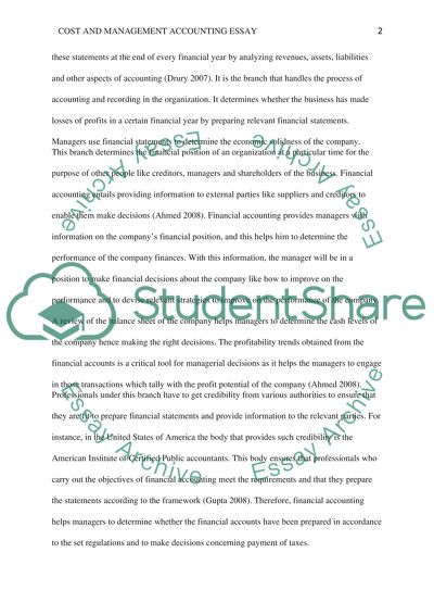 Cost and Management Accounting