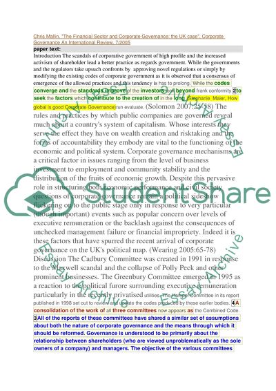 Corporate covernance