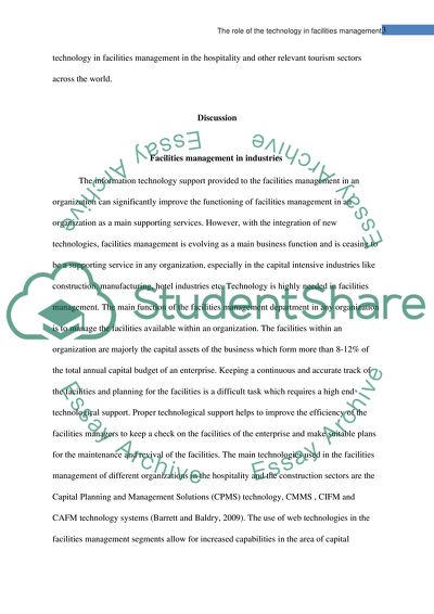 The Role of the Technology in Facilities Management