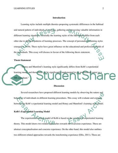 Honey and Mumfords Learning Style Model
