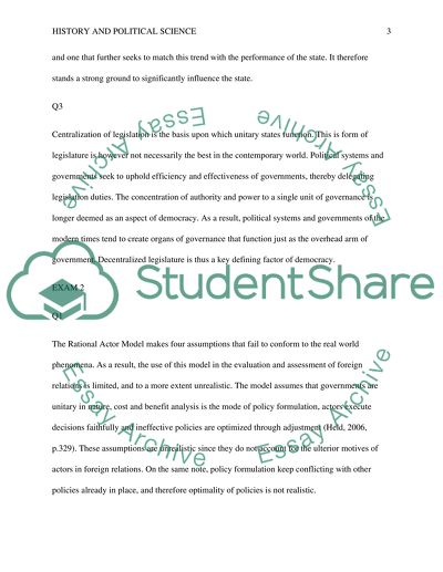 History and Political Science Exam Questions