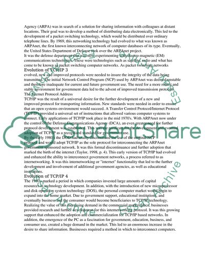 Transmission Control Protocol and Internet Protocol