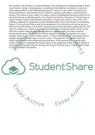 Relation between Entrepreneur and New Venture