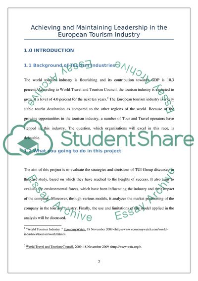 Achieving and Maintaining Leadership in the European Tourism Industry