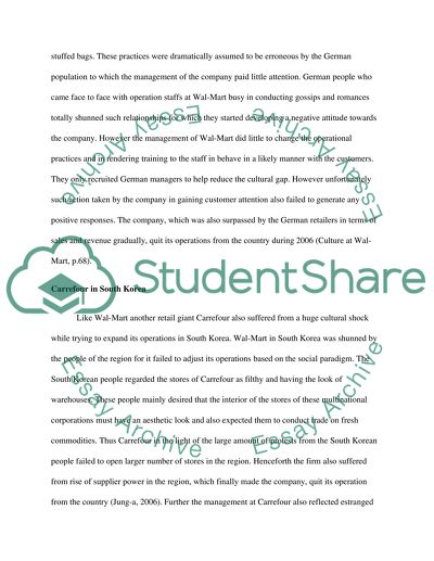 Western Culture. Wal-Mart in Germany and Carrefour in South Korea