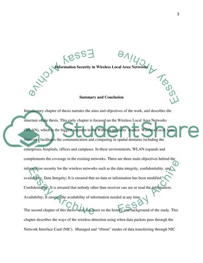 Information Security in Wireless Local Area Networks