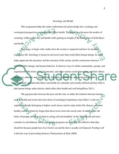 What does Sociology contribute to our understanding of health