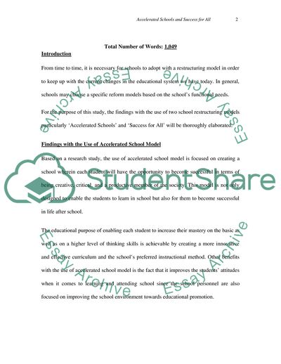 School Restructuring Models