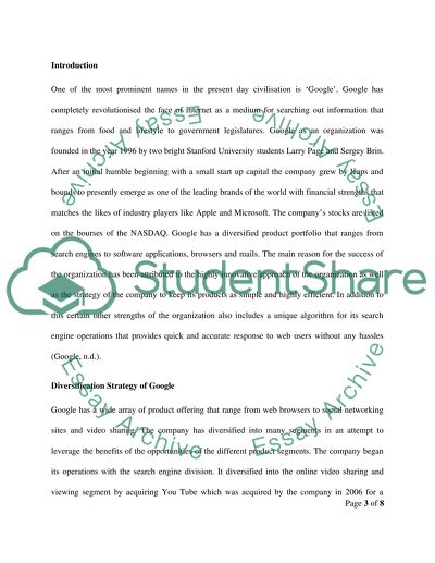 Diversification Strategy of Google