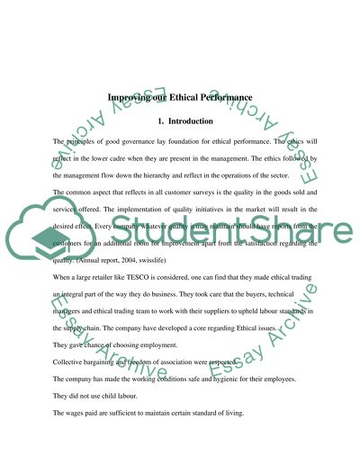 Improving our Ethical performance