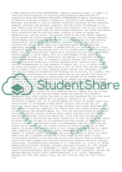 SWOT Analysis for Apple Incorporated