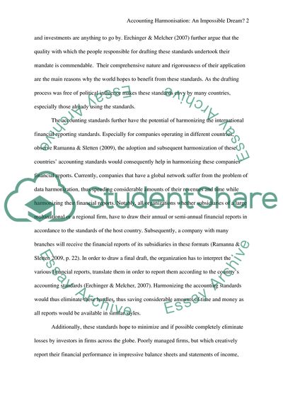 Accounting Harmonisation: An Impossible Dream