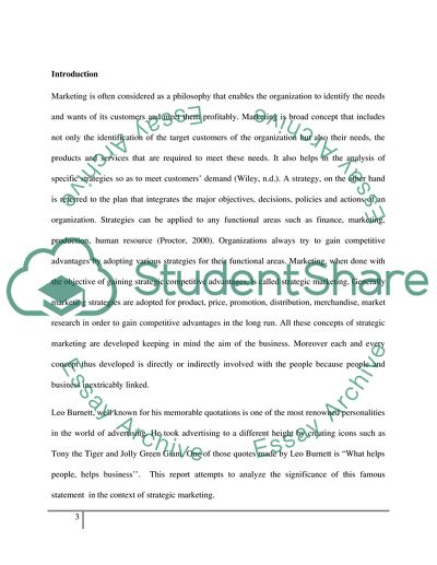 Principles of Strategic Marketing in the Context of Leo Burnetts Quote