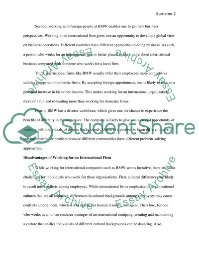 Working for an International Firm