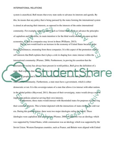 Hedley Bulls Comment that the International Society Has Always Been Present in the World Political System