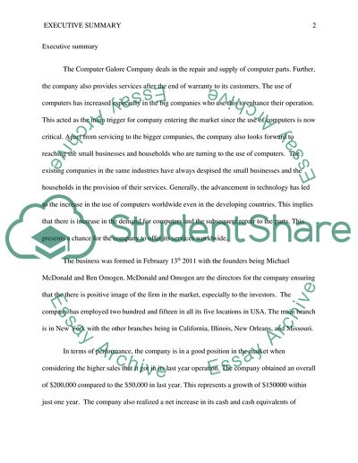 Performance of The Computer Galore Company