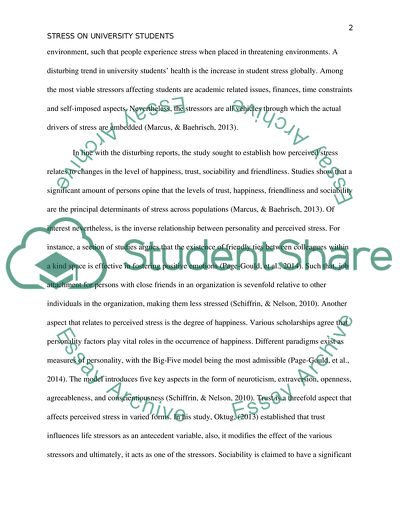 Causes of Perceived Stress on University Students