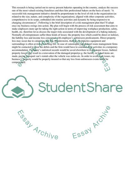 Risk Management Plan for a Bakery Business