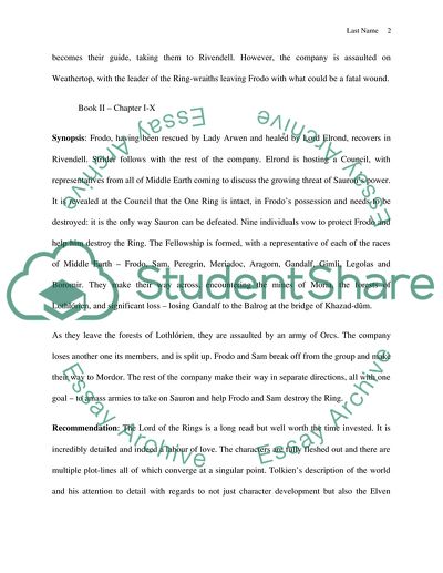 Lord of the Rings, The Fellowship of the Ring Synopsis and Recommendation