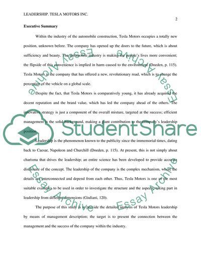 Analysis of Tesla Motors Leadership