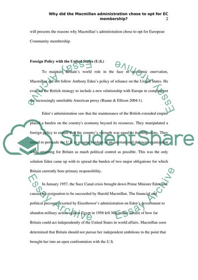 Why Did the Macmillan Administration Choose to Opt for EC Membership