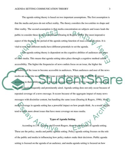 Agenda Setting Communication Theory