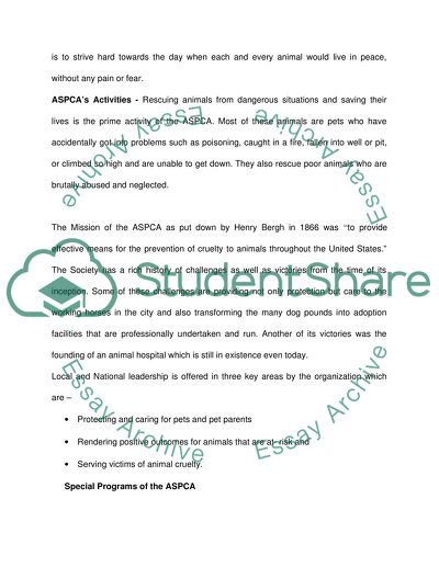 The American Society for the Prevention of Cruelty to Animals (ASPCA)